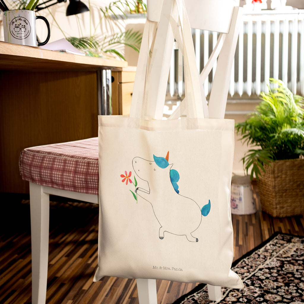 Tragetasche Einhorn Blume Beuteltasche, Beutel, Einkaufstasche, Jutebeutel, Stoffbeutel, Einhorn, Einhörner, Einhorn Deko, Pegasus, Unicorn, Liebe, Liebesbeweis, Antrag, Heiratsantrag, Verlobung, Ehepaar, Pärchen, Partner, Freund, Freundin, Ehe, heiraten