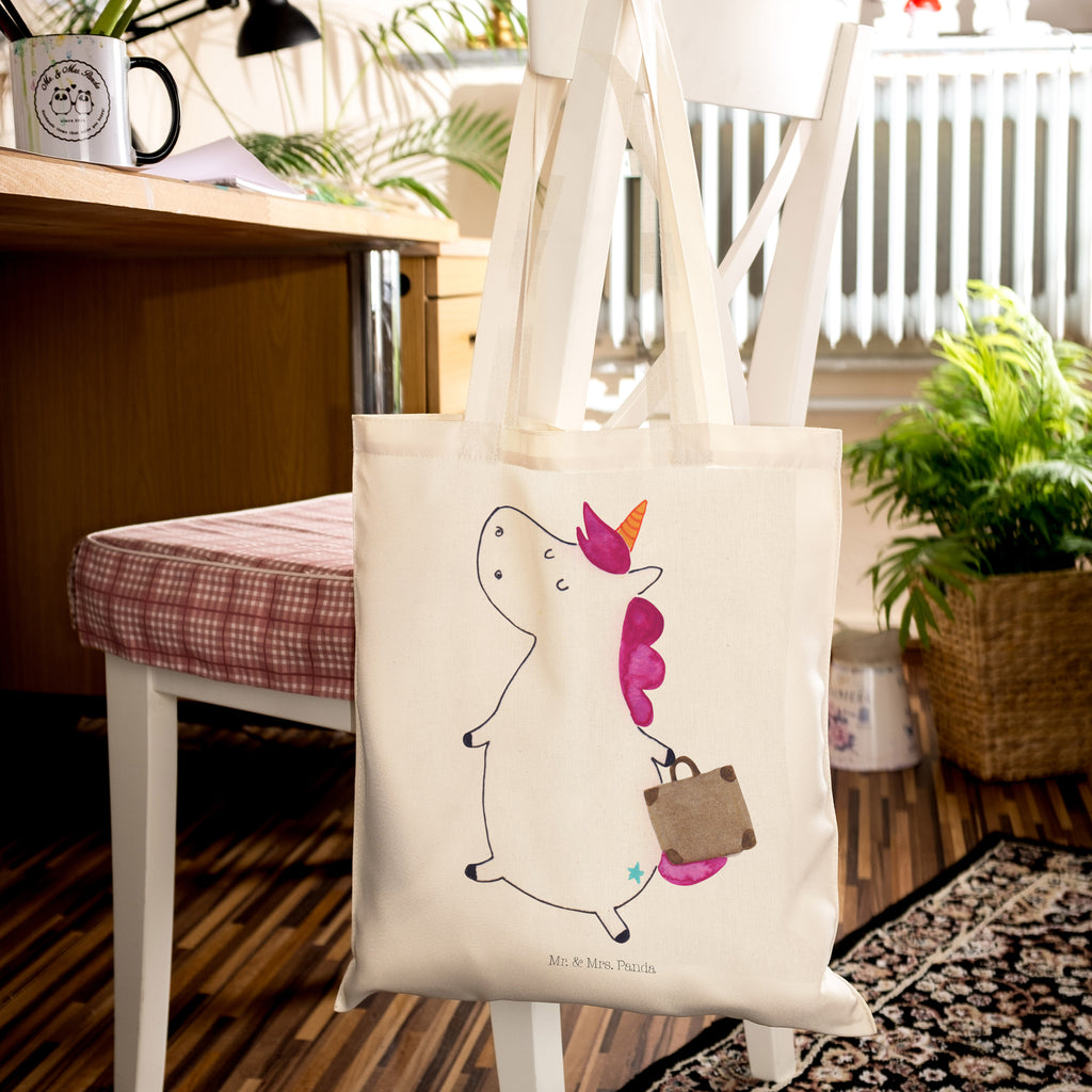 Tragetasche Einhorn Koffer Beuteltasche, Beutel, Einkaufstasche, Jutebeutel, Stoffbeutel, Einhorn, Einhörner, Einhorn Deko, Pegasus, Unicorn, unicorn, Koffer, Verreisen, Reise, Gepäck, Abenteuer, Erwachsen, Kind, albern, Spaß, lustig, witzig
