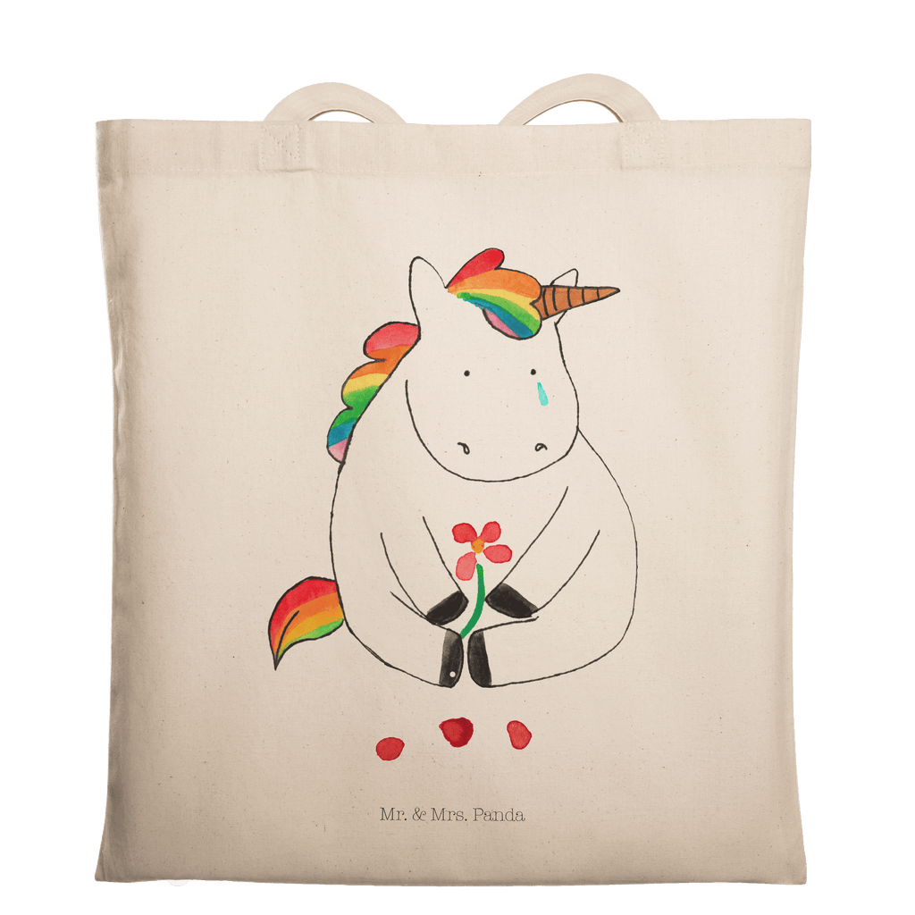 Tragetasche Einhorn Traurig Beuteltasche, Beutel, Einkaufstasche, Jutebeutel, Stoffbeutel, Einhorn, Einhörner, Einhorn Deko, Pegasus, Unicorn, Glitzer, Trösten. Freundschaft, Freunde, Liebe, Trauer, Grußkarte, Blume