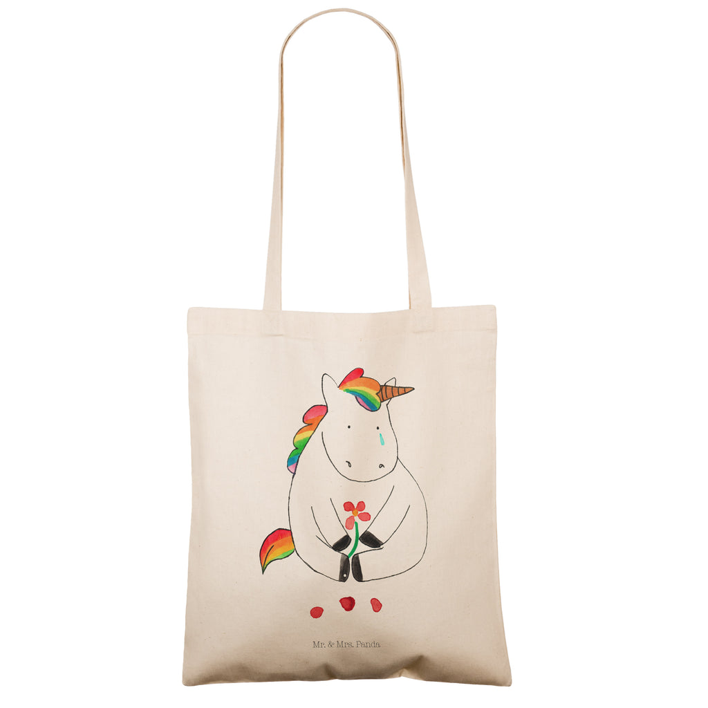 Tragetasche Einhorn Traurig Beuteltasche, Beutel, Einkaufstasche, Jutebeutel, Stoffbeutel, Einhorn, Einhörner, Einhorn Deko, Pegasus, Unicorn, Glitzer, Trösten. Freundschaft, Freunde, Liebe, Trauer, Grußkarte, Blume