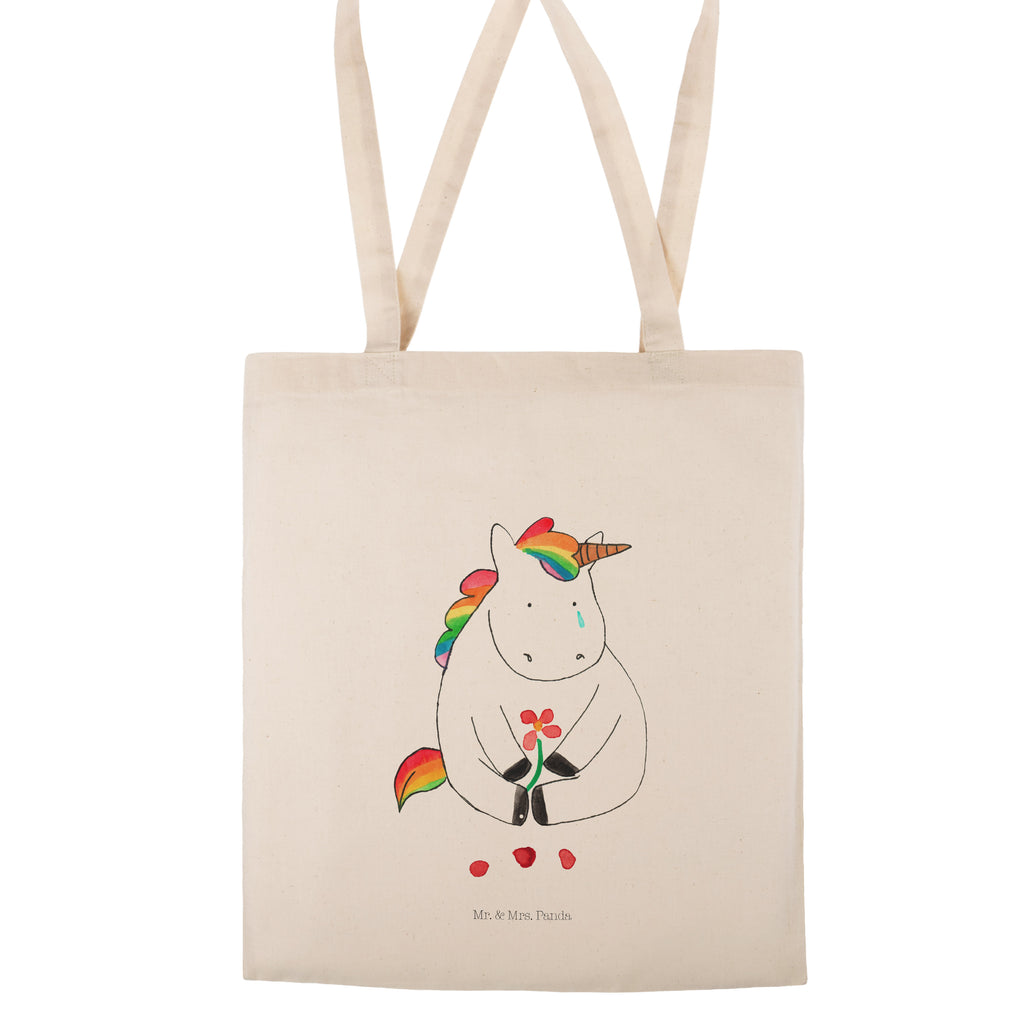 Tragetasche Einhorn Traurig Beuteltasche, Beutel, Einkaufstasche, Jutebeutel, Stoffbeutel, Einhorn, Einhörner, Einhorn Deko, Pegasus, Unicorn, Glitzer, Trösten. Freundschaft, Freunde, Liebe, Trauer, Grußkarte, Blume