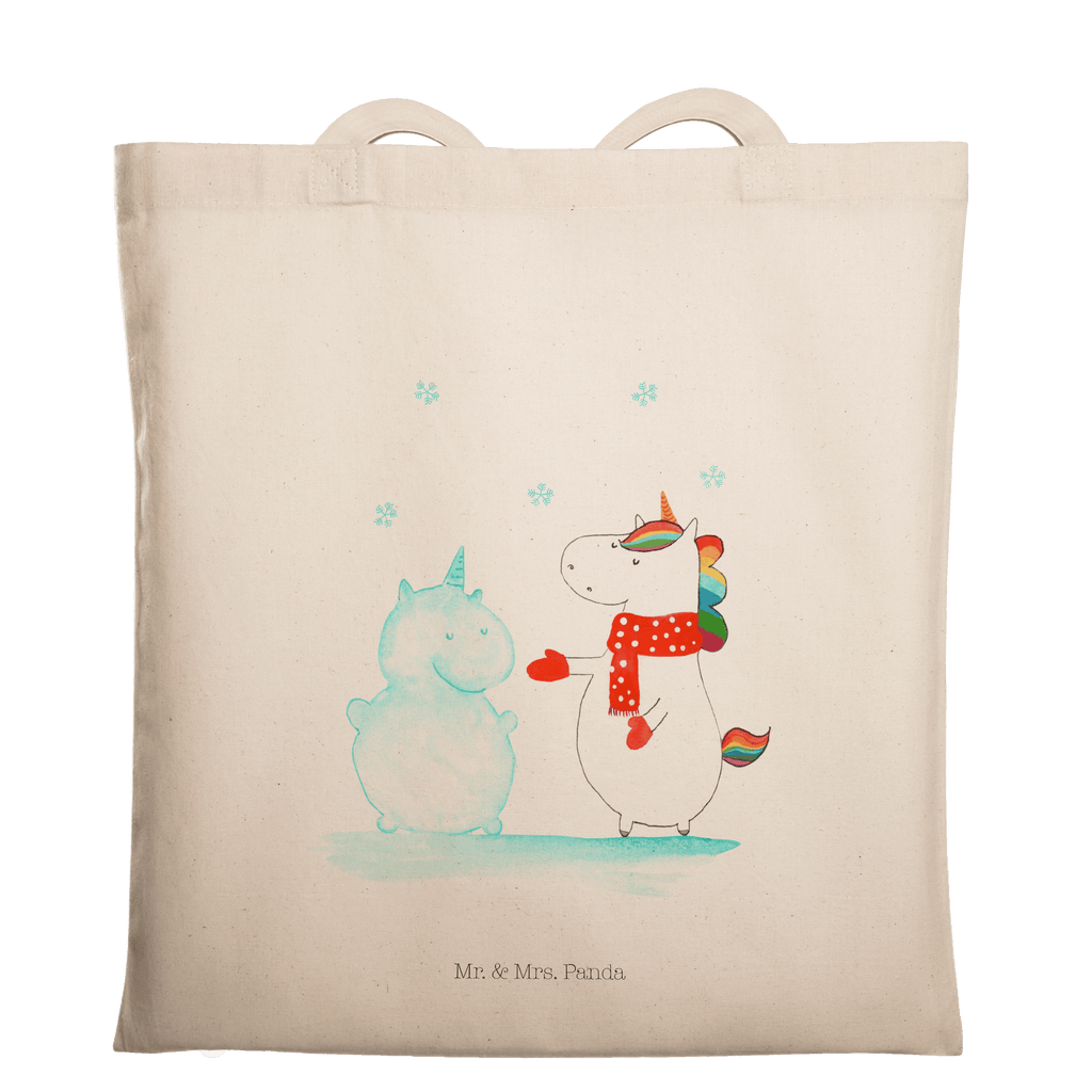 Tragetasche Einhorn Schneemann Beuteltasche, Beutel, Einkaufstasche, Jutebeutel, Stoffbeutel, Einhorn, Einhörner, Einhorn Deko, Pegasus, Unicorn, Schneemann, Winter, Schnee, Kuchen, Weihnachten, kalt, Mütze, Handschuhe, X-Mas