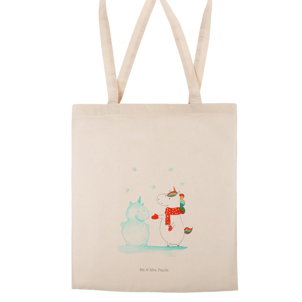 Tragetasche Einhorn Schneemann Beuteltasche, Beutel, Einkaufstasche, Jutebeutel, Stoffbeutel, Einhorn, Einhörner, Einhorn Deko, Pegasus, Unicorn, Schneemann, Winter, Schnee, Kuchen, Weihnachten, kalt, Mütze, Handschuhe, X-Mas