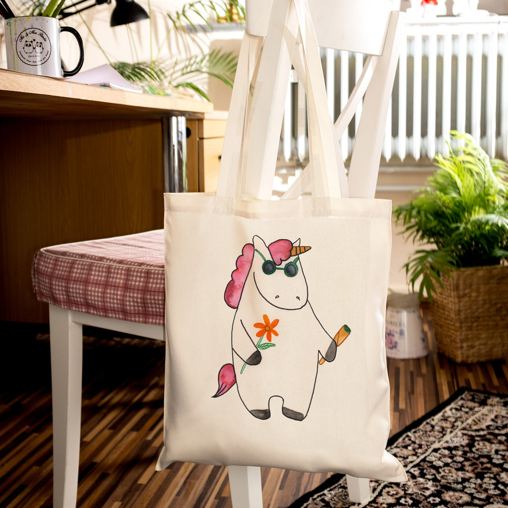 Tragetasche Einhorn Woodstock Beuteltasche, Beutel, Einkaufstasche, Jutebeutel, Stoffbeutel, Einhorn, Einhörner, Einhorn Deko, Pegasus, Unicorn, Kiffen, Joint, Zigarette, Alkohol, Party, Spaß. lustig, witzig, Woodstock