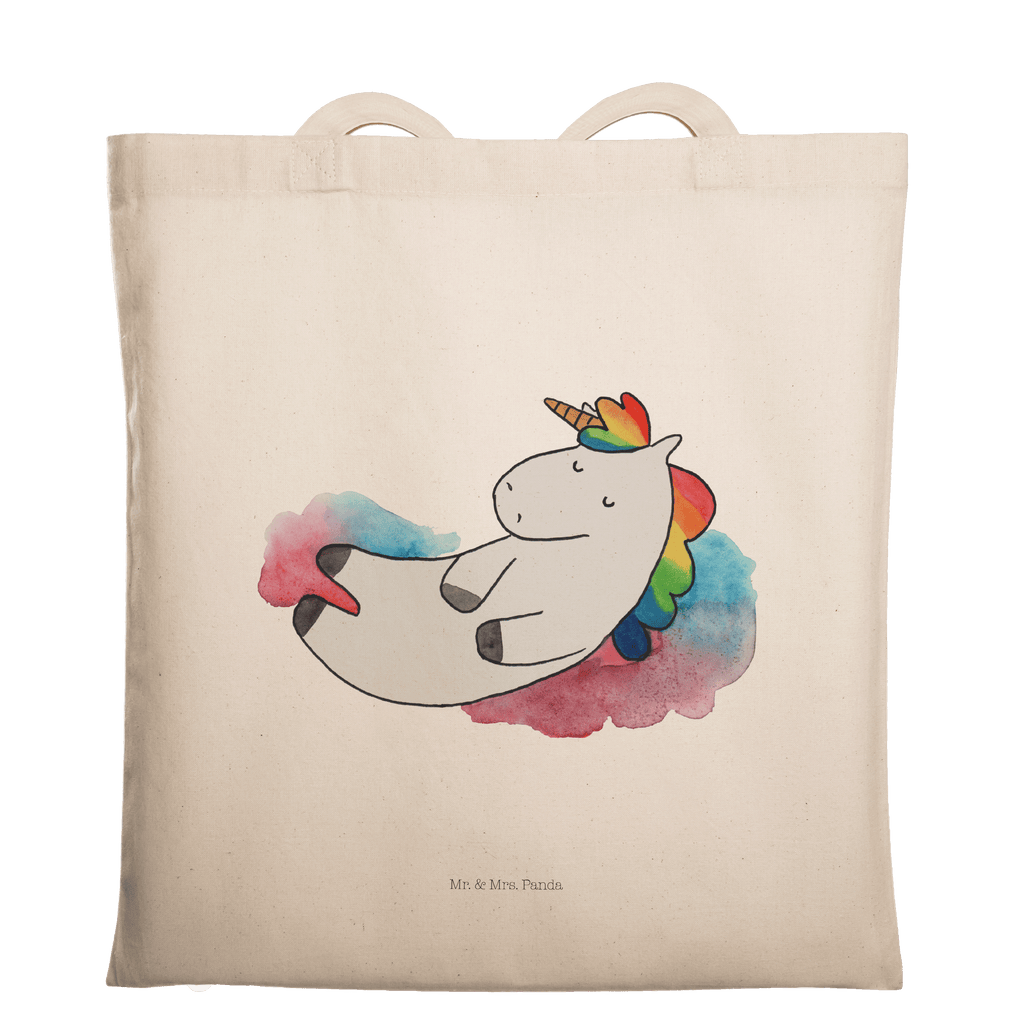 Tragetasche Einhorn Wolke 7 Beuteltasche, Beutel, Einkaufstasche, Jutebeutel, Stoffbeutel, Einhorn, Einhörner, Einhorn Deko, Pegasus, Unicorn, verliebt, Menschen, witzig, lustig, Geschenk, Glaube, Realität, Lächeln