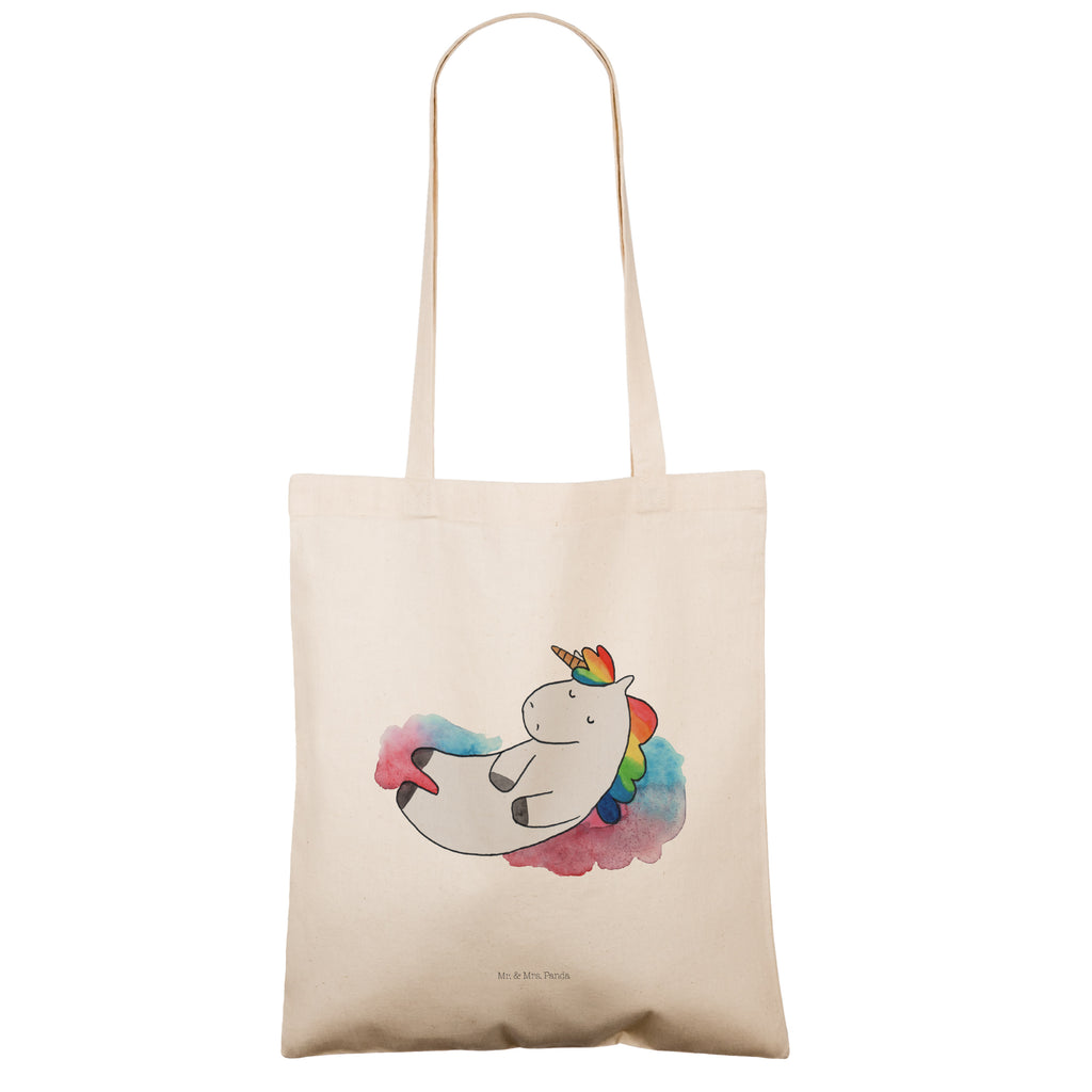 Tragetasche Einhorn Wolke 7 Beuteltasche, Beutel, Einkaufstasche, Jutebeutel, Stoffbeutel, Einhorn, Einhörner, Einhorn Deko, Pegasus, Unicorn, verliebt, Menschen, witzig, lustig, Geschenk, Glaube, Realität, Lächeln