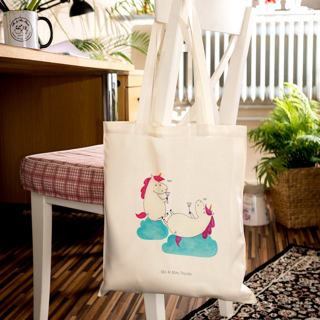 Tragetasche Einhörner Sekt Beuteltasche, Beutel, Einkaufstasche, Jutebeutel, Stoffbeutel, Einhorn, Einhörner, Einhorn Deko, Pegasus, Unicorn, Freundinnen, Freundin, BFF, Sekt, Mädelsabend, Spaß, Party, Korken, Anstoßen, Beste