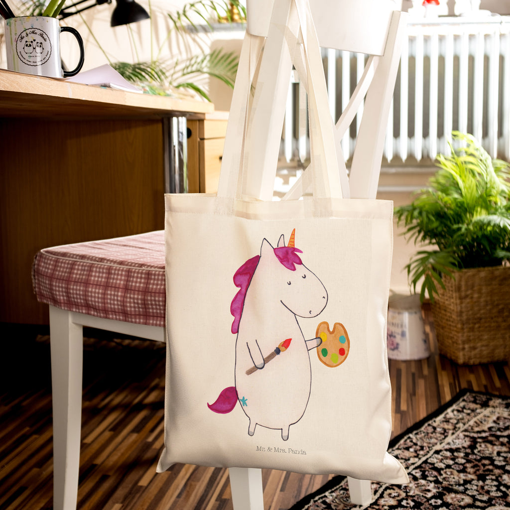 Tragetasche Einhorn Künstler Beuteltasche, Beutel, Einkaufstasche, Jutebeutel, Stoffbeutel, Einhorn, Einhörner, Einhorn Deko, Pegasus, Unicorn, Englisch, Künstler, Artist, Malen, Zeichnen, Welt, Farbe, Stift, Pinsel, Geschenk, Maler