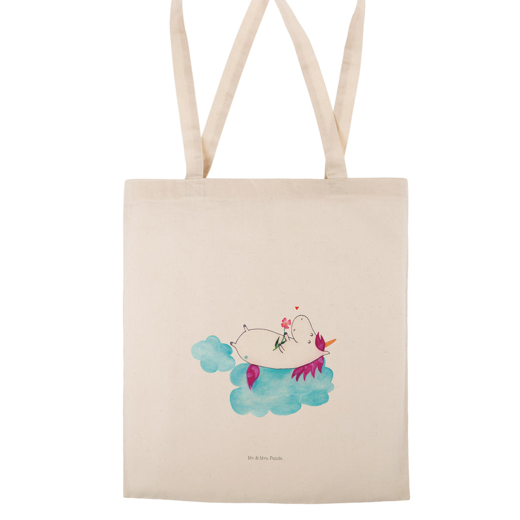 Tragetasche Einhorn verliebt auf Wolke Beuteltasche, Beutel, Einkaufstasche, Jutebeutel, Stoffbeutel, Einhorn, Einhörner, Einhorn Deko, Pegasus, Unicorn, verliebt, Liebe, Liebesbeweis, Freundin, Wolke