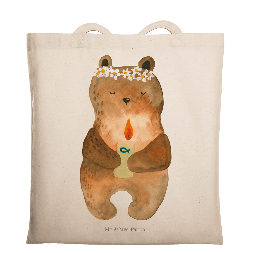 Tragetasche Kommunion-Bär Beuteltasche, Beutel, Einkaufstasche, Jutebeutel, Stoffbeutel, Bär, Teddy, Teddybär, Kommunion, Gottes Segen, Taufkerze, katholisch