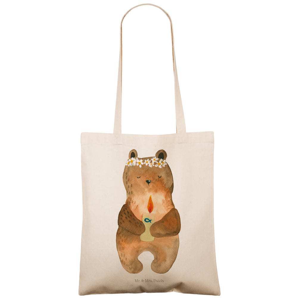 Tragetasche Kommunion-Bär Beuteltasche, Beutel, Einkaufstasche, Jutebeutel, Stoffbeutel, Bär, Teddy, Teddybär, Kommunion, Gottes Segen, Taufkerze, katholisch