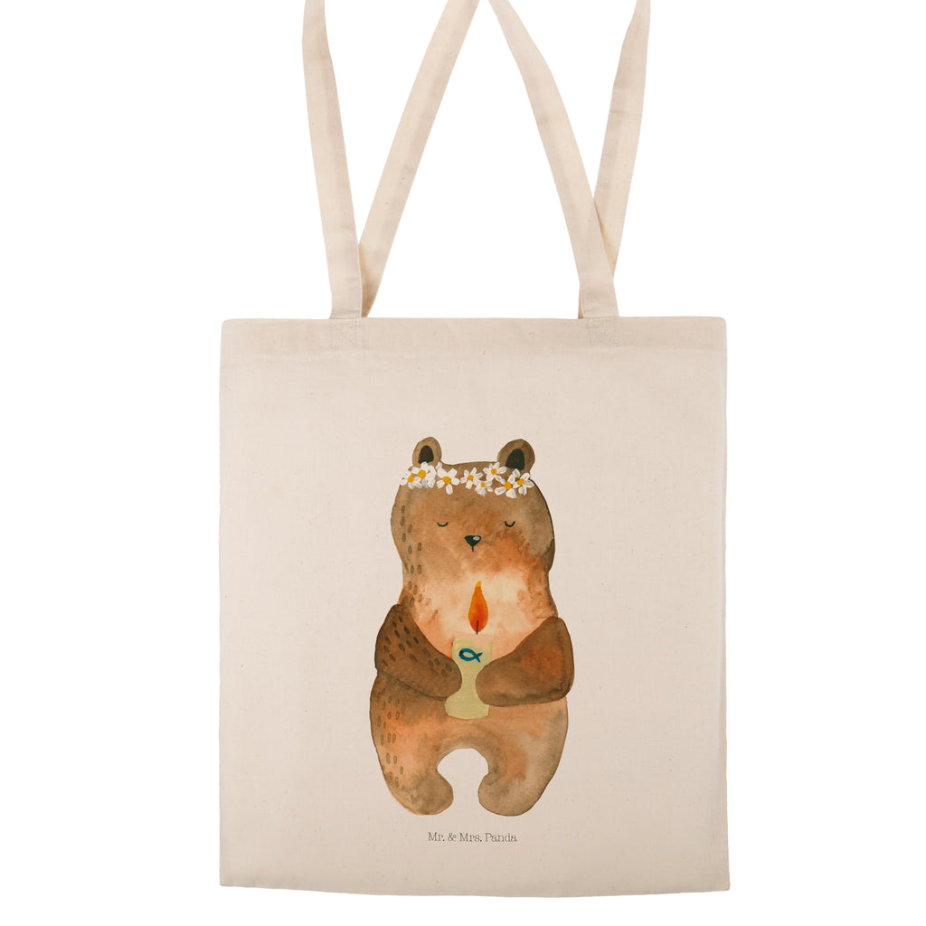 Tragetasche Kommunion-Bär Beuteltasche, Beutel, Einkaufstasche, Jutebeutel, Stoffbeutel, Bär, Teddy, Teddybär, Kommunion, Gottes Segen, Taufkerze, katholisch