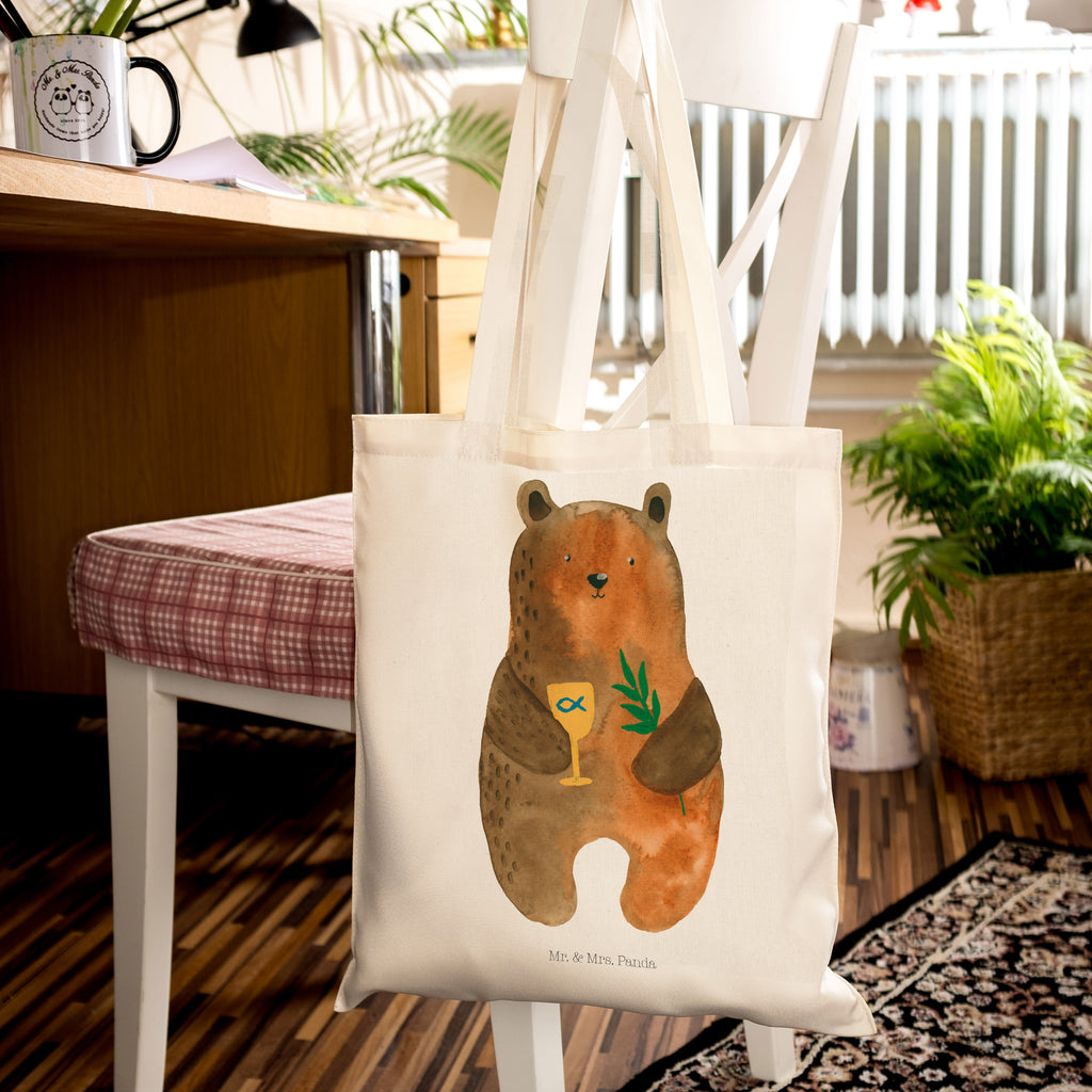 Tragetasche Konfirmation-Bär Beuteltasche, Beutel, Einkaufstasche, Jutebeutel, Stoffbeutel, Bär, Teddy, Teddybär, Konfirmation, Kirche, evangelisch, Gottesdienst