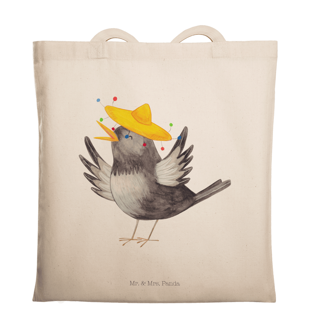 Tragetasche Rabe mit Sombrero Beuteltasche, Beutel, Einkaufstasche, Jutebeutel, Stoffbeutel, Tiermotive, Gute Laune, lustige Sprüche, Tiere, Rabe, Vogel, Vögel, Spruch positiv, fröhlich sein, glücklich sein, Glück Spruch, froh, Elster, Motivation
