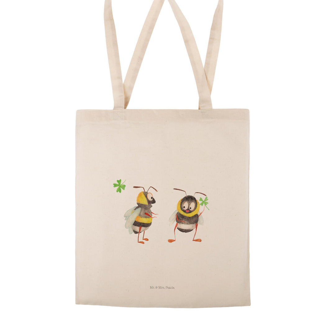 Tragetasche Hummeln mit Kleeblatt Beuteltasche, Beutel, Einkaufstasche, Jutebeutel, Stoffbeutel, Tiermotive, Gute Laune, lustige Sprüche, Tiere, Hummel, Biene, Spruch positiv, Biene Deko, Spruch schön, glücklich sein, glücklich werden, Spruch fröhlich