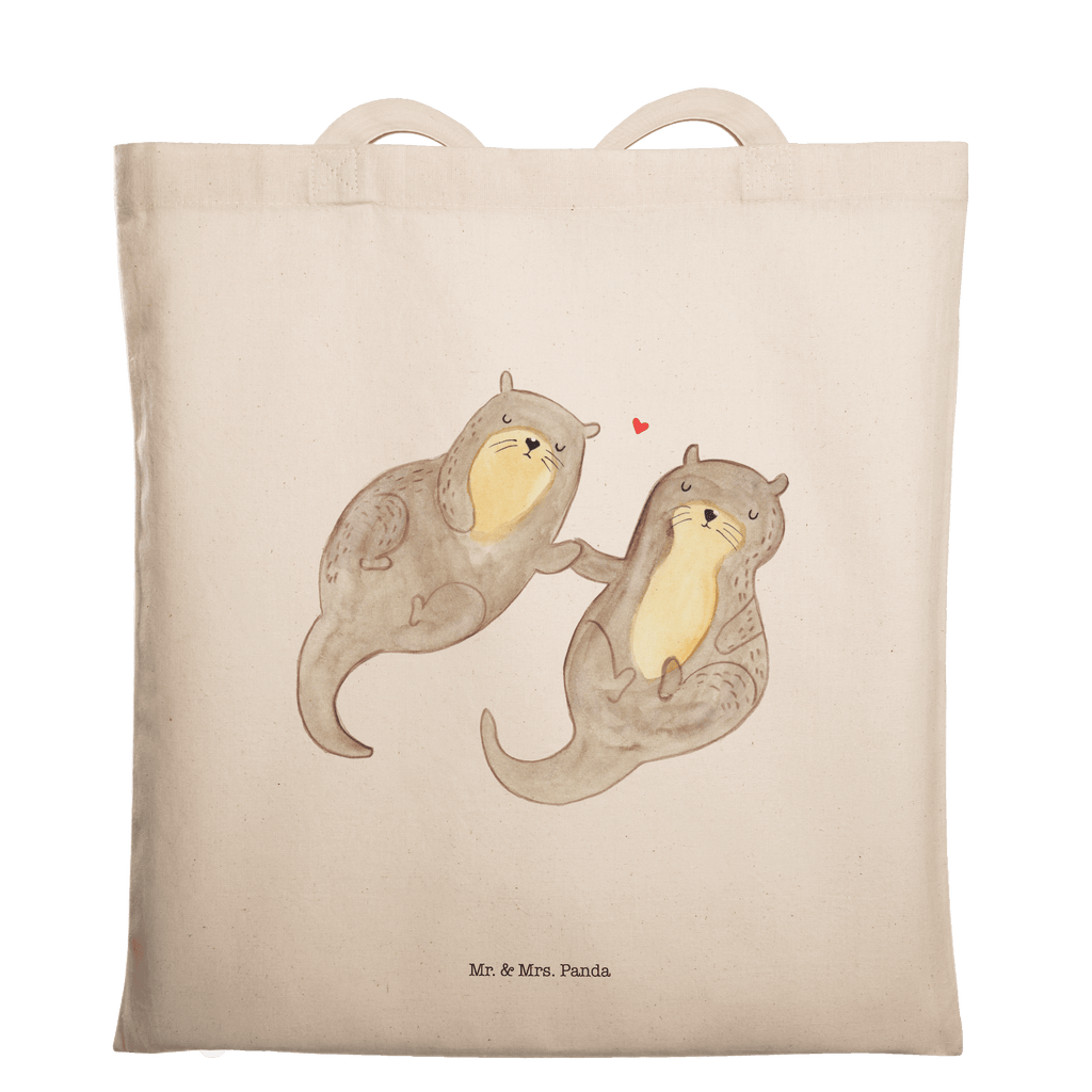 Tragetasche Otter händchenhaltend Beuteltasche, Beutel, Einkaufstasche, Jutebeutel, Stoffbeutel, Otter, Fischotter, Seeotter, Otter Seeotter See Otter