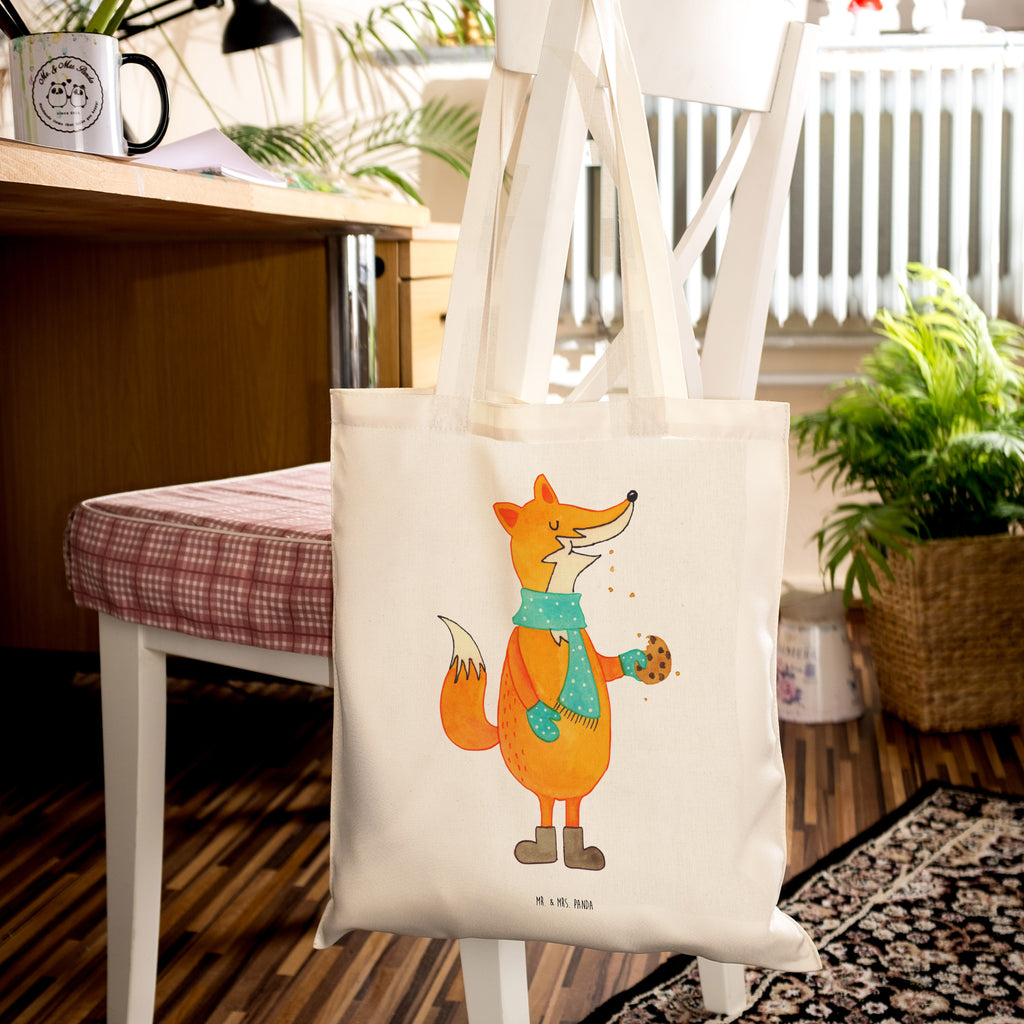 Tragetasche Fuchs Keks Beuteltasche, Beutel, Einkaufstasche, Jutebeutel, Stoffbeutel, Fuchs, Füchse, Backen Spruch, Kekse, Winter, Weihnachtszeit, Plätzchen, Liebe, Küche Deko