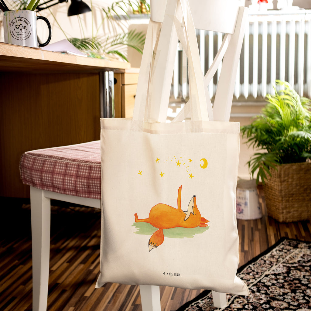 Tragetasche Fuchs Sterne Beuteltasche, Beutel, Einkaufstasche, Jutebeutel, Stoffbeutel, Fuchs, Füchse, tröstende Worte, Spruch positiv, Spruch schön, Romantik, Always Look on the Bright Side of Life