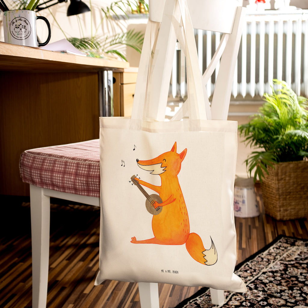Tragetasche Fuchs Gitarre Beuteltasche, Beutel, Einkaufstasche, Jutebeutel, Stoffbeutel, Fuchs, Füchse, Geschenk Musiker, Musik Spruch, Musikerin, Sänger, Sängerin, Gitarre