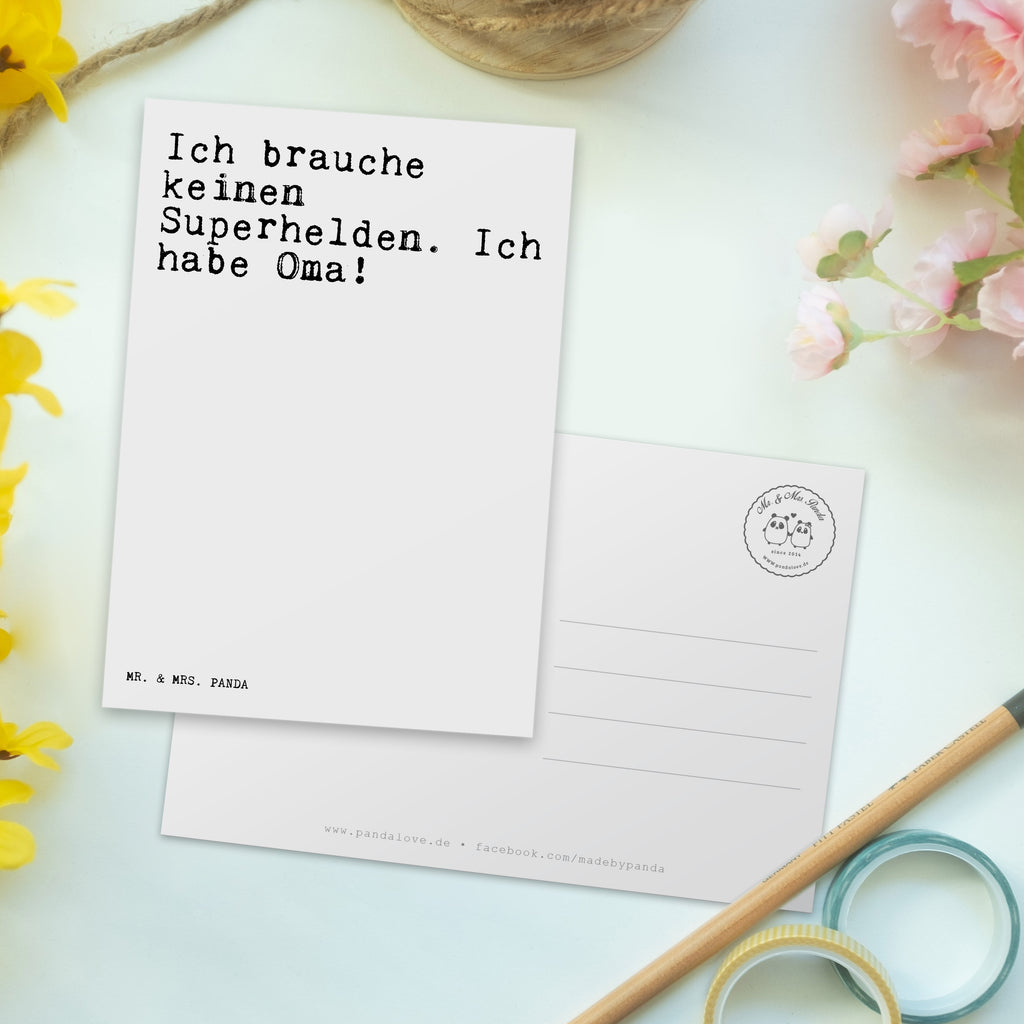 Postkarte Sprüche und Zitate Ich brauche keinen Superhelden. Ich habe Oma! Geschenkkarte, Grußkarte, Karte, Einladung, Ansichtskarte, Geburtstagskarte, Einladungskarte, Spruch, Sprüche, lustig, Weisheiten, Zitate, Spruch Sprüche Weisheiten Zitate Lustig Weisheit Worte