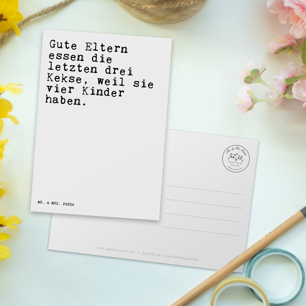 Postkarte Sprüche und Zitate Gute Eltern essen die letzten drei Kekse, weil sie vier Kinder haben. Geschenkkarte, Grußkarte, Karte, Einladung, Ansichtskarte, Geburtstagskarte, Einladungskarte, Dankeskarte, Spruch, Sprüche, lustig, Weisheiten, Zitate, Spruch Sprüche Weisheiten Zitate Lustig Weisheit Worte