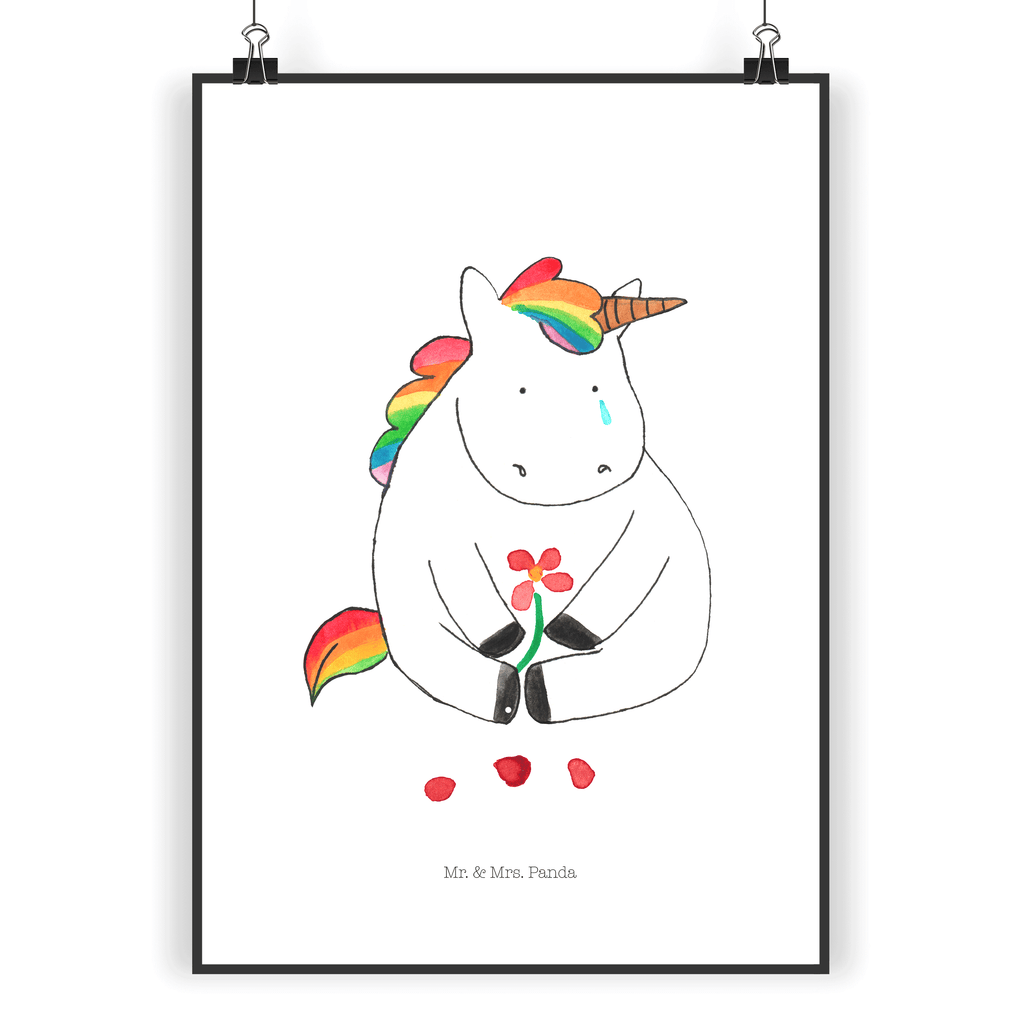 Poster Einhorn Traurig Poster, Wandposter, Bild, Wanddeko, Küchenposter, Kinderposter, Wanddeko Bild, Raumdekoration, Wanddekoration, Handgemaltes Poster, Mr. & Mrs. Panda Poster, Designposter, Kunstdruck, Posterdruck, Einhorn, Einhörner, Einhorn Deko, Pegasus, Unicorn, Glitzer, Trösten. Freundschaft, Freunde, Liebe, Trauer, Grußkarte, Blume