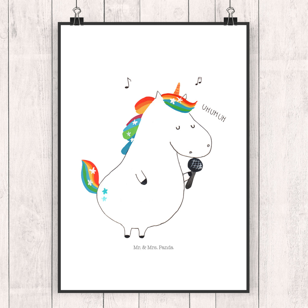 Poster Einhorn Sänger Poster, Wandposter, Bild, Wanddeko, Küchenposter, Kinderposter, Wanddeko Bild, Raumdekoration, Wanddekoration, Handgemaltes Poster, Mr. & Mrs. Panda Poster, Designposter, Kunstdruck, Posterdruck, Einhorn, Einhörner, Einhorn Deko, Pegasus, Unicorn, Glitzer, Konfetti, Party, Geburtstag, Feier, Fest, Disco, Sängerin, Sänger, Freundin