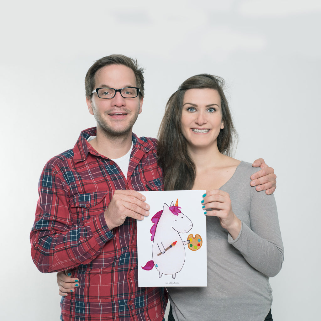 Poster Einhorn Künstler Poster, Wandposter, Bild, Wanddeko, Küchenposter, Kinderposter, Wanddeko Bild, Raumdekoration, Wanddekoration, Handgemaltes Poster, Mr. & Mrs. Panda Poster, Designposter, Kunstdruck, Posterdruck, Einhorn, Einhörner, Einhorn Deko, Pegasus, Unicorn, Englisch, Künstler, Artist, Malen, Zeichnen, Welt, Farbe, Stift, Pinsel, Geschenk, Maler