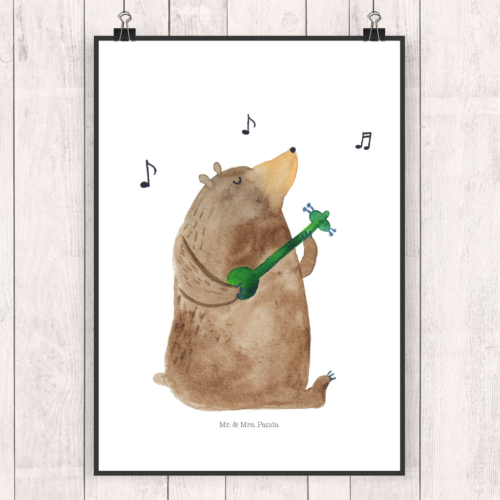 Poster Bär Gitarre Poster, Wandposter, Bild, Wanddeko, Küchenposter, Kinderposter, Wanddeko Bild, Raumdekoration, Wanddekoration, Handgemaltes Poster, Mr. & Mrs. Panda Poster, Designposter, Kunstdruck, Posterdruck, Bär, Teddy, Teddybär