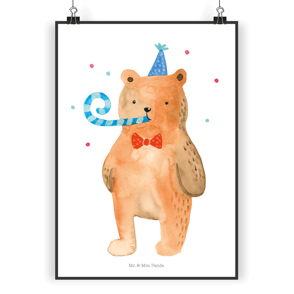 Poster Birthday Bär Poster, Wandposter, Bild, Wanddeko, Küchenposter, Kinderposter, Wanddeko Bild, Raumdekoration, Wanddekoration, Handgemaltes Poster, Mr. & Mrs. Panda Poster, Designposter, Kunstdruck, Posterdruck, Bär, Teddy, Teddybär, Happy Birthday, Alles Gute, Glückwunsch, Geburtstag
