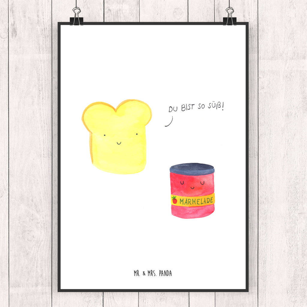 Poster Toast & Marmelade Poster, Wandposter, Bild, Wanddeko, Küchenposter, Kinderposter, Wanddeko Bild, Raumdekoration, Wanddekoration, Handgemaltes Poster, Mr. & Mrs. Panda Poster, Designposter, Kunstdruck, Posterdruck, Tiermotive, Gute Laune, lustige Sprüche, Tiere, Toast, Marmelade, Dreamteam, süße Postkarte, süß, Küche Deko, Küche Spruch, Frühstück Einladung, Brot, Toastbrot