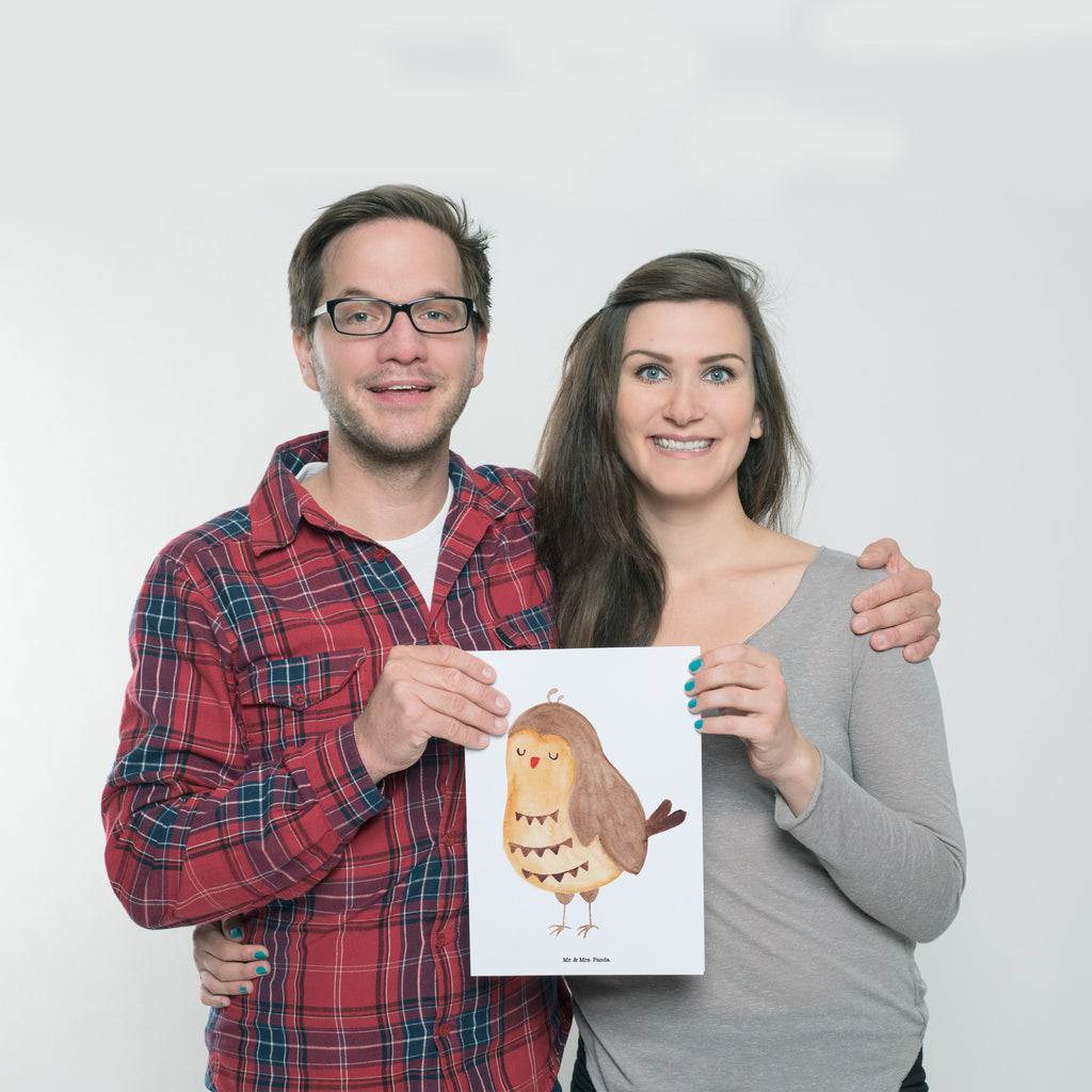 Poster Eule Zufrieden Poster, Wandposter, Bild, Wanddeko, Küchenposter, Kinderposter, Wanddeko Bild, Raumdekoration, Wanddekoration, Handgemaltes Poster, Mr. & Mrs. Panda Poster, Designposter, Kunstdruck, Posterdruck, Eule, Eule Spruch, Eule deko, Owl, Liebe Spruch, Romantisch, Wortspiel lustig, Spruch schön, Geschenk Hochzeitstag