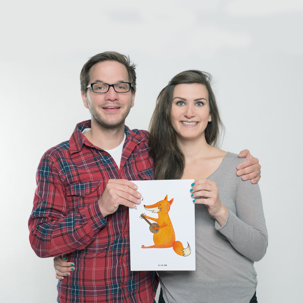 Poster Fuchs Gitarre Poster, Wandposter, Bild, Wanddeko, Küchenposter, Kinderposter, Wanddeko Bild, Raumdekoration, Wanddekoration, Handgemaltes Poster, Mr. & Mrs. Panda Poster, Designposter, Kunstdruck, Posterdruck, Fuchs, Füchse, Geschenk Musiker, Musik Spruch, Musikerin, Sänger, Sängerin, Gitarre
