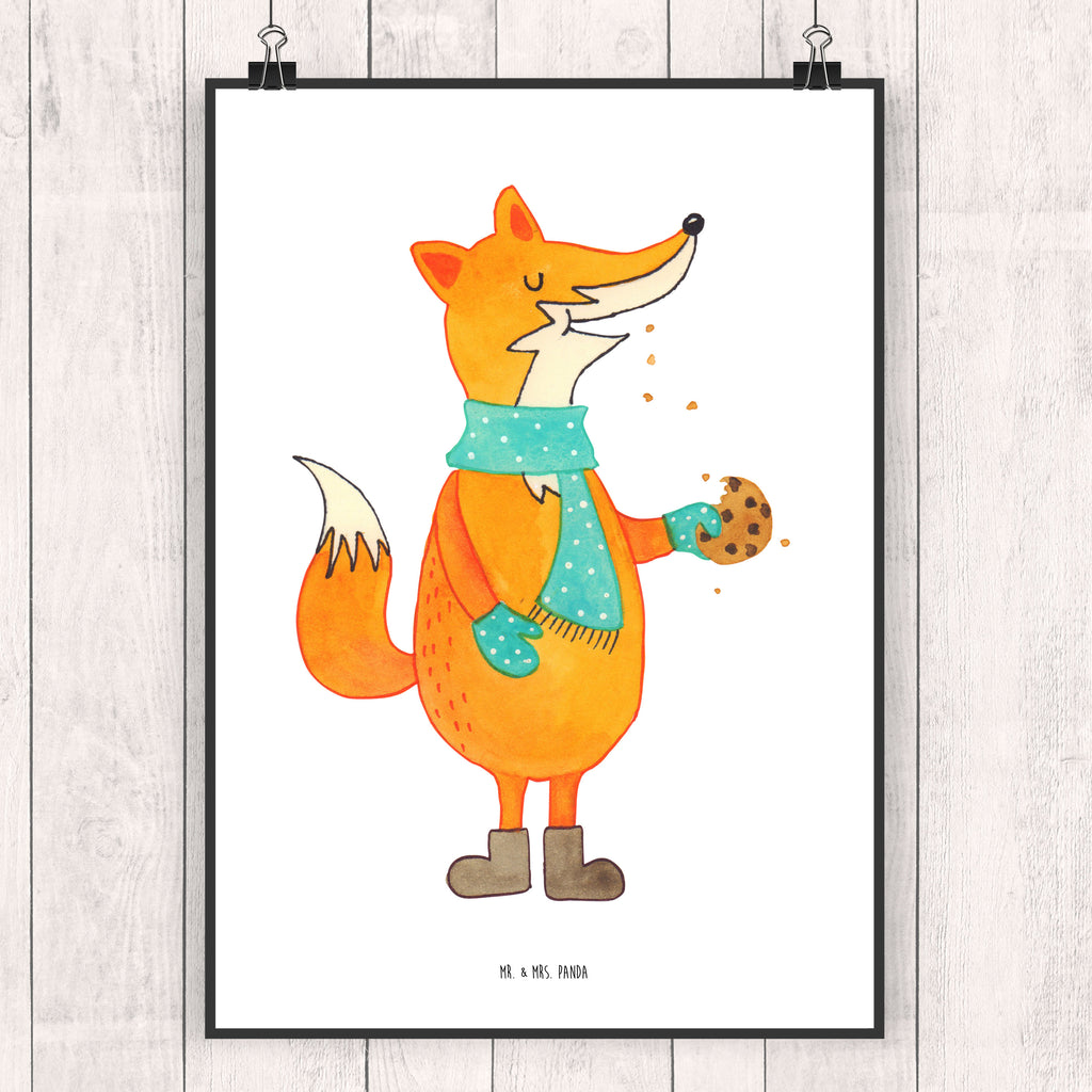 Poster Fuchs Keks Poster, Wandposter, Bild, Wanddeko, Küchenposter, Kinderposter, Wanddeko Bild, Raumdekoration, Wanddekoration, Handgemaltes Poster, Mr. & Mrs. Panda Poster, Designposter, Kunstdruck, Posterdruck, Fuchs, Füchse, Backen Spruch, Kekse, Winter, Weihnachtszeit, Plätzchen, Liebe, Küche Deko
