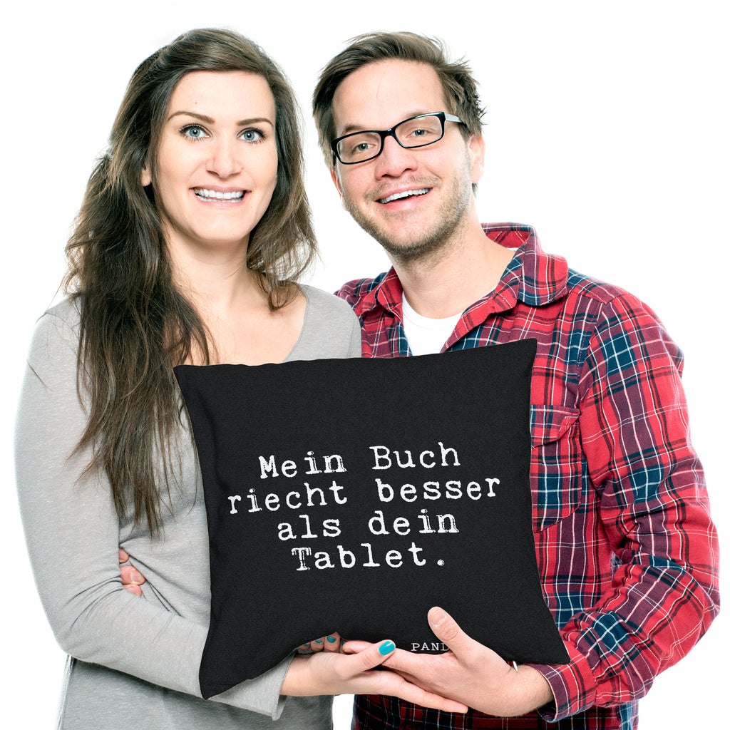 40x40 Kissen Fun Talk Mein Buch riecht besser als dein Tablet. Kissenhülle, Kopfkissen, Sofakissen, Dekokissen, Motivkissen, Spruch, Sprüche, lustig, Weisheiten, Zitate, Glizer Spruch Sprüche Weisheiten Zitate Lustig Weisheit Worte