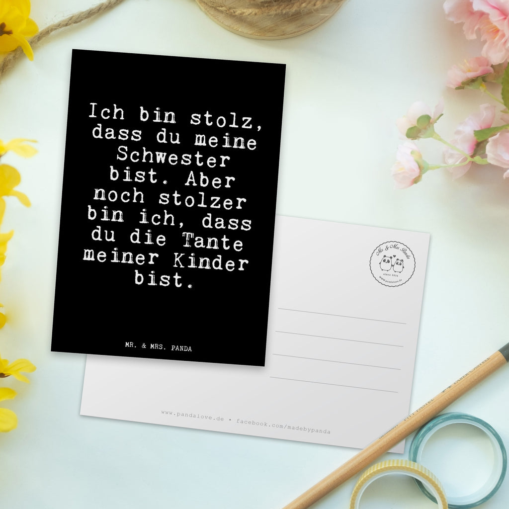 Postkarte Fun Talk Ich bin stolz, dass du meine Schwester bist. Aber noch stolzer bin ich, dass du die Tante meiner Kinder bist. Geschenkkarte, Grußkarte, Karte, Einladung, Ansichtskarte, Geburtstagskarte, Einladungskarte, Spruch, Sprüche, lustig, Weisheiten, Zitate, Glizer Spruch Sprüche Weisheiten Zitate Lustig Weisheit Worte