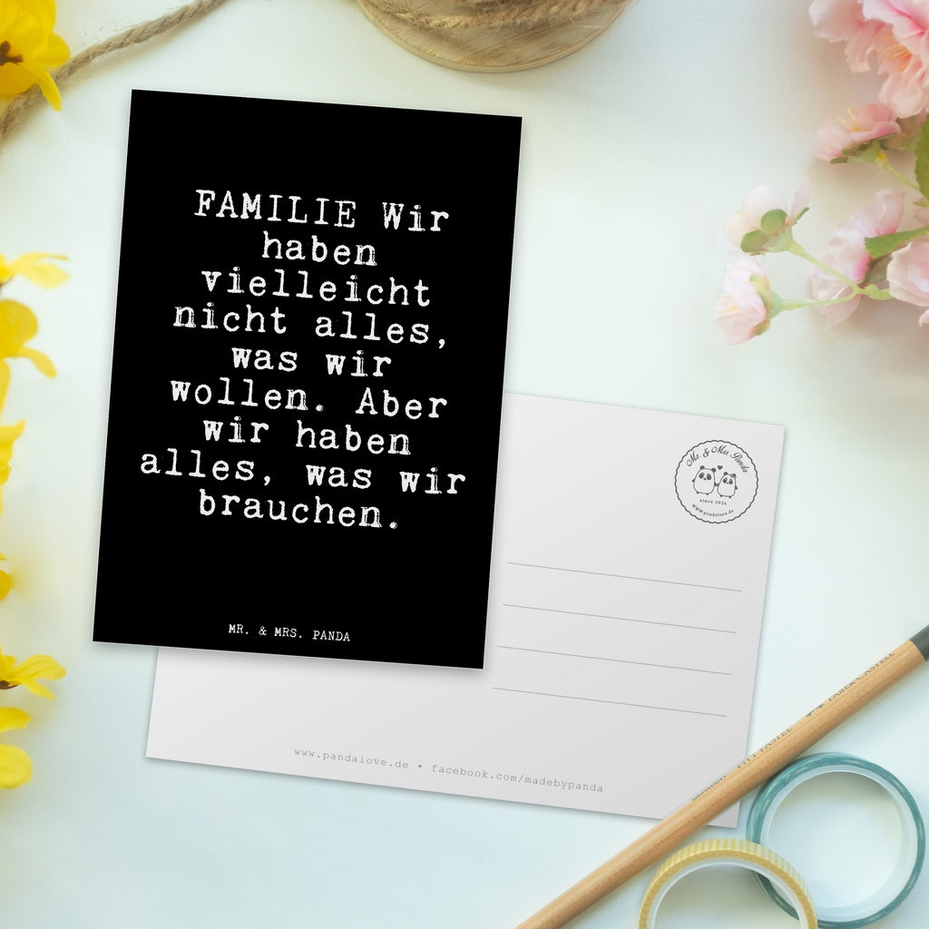 Postkarte Fun Talk FAMILIE Wir haben vielleicht nicht alles, was wir wollen. Aber wir haben alles, was wir brauchen. Geschenkkarte, Grußkarte, Karte, Einladung, Ansichtskarte, Geburtstagskarte, Einladungskarte, Spruch, Sprüche, lustig, Weisheiten, Zitate, Glizer Spruch Sprüche Weisheiten Zitate Lustig Weisheit Worte