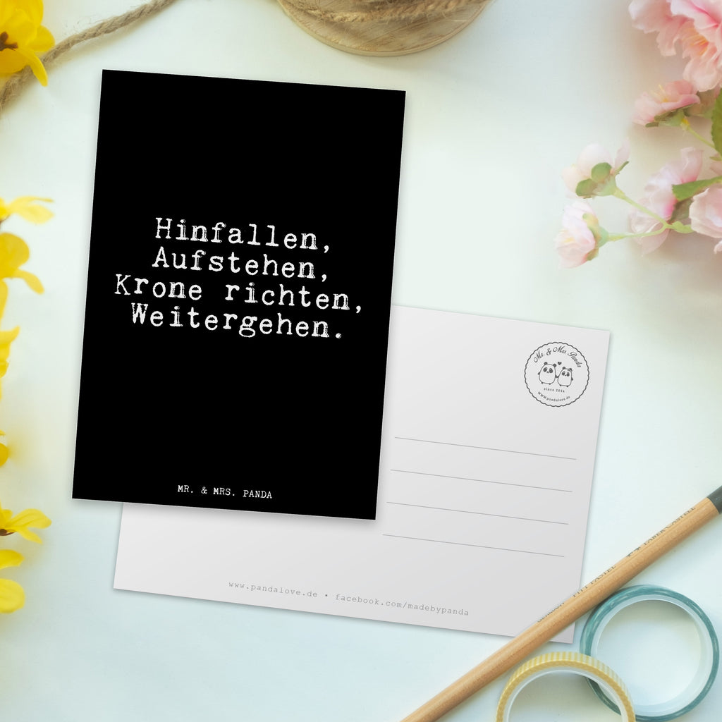 Postkarte Fun Talk Hinfallen, Aufstehen, Krone richten, Weitergehen. Geschenkkarte, Grußkarte, Karte, Einladung, Ansichtskarte, Geburtstagskarte, Einladungskarte, Dankeskarte, Spruch, Sprüche, lustig, Weisheiten, Zitate, Glizer Spruch Sprüche Weisheiten Zitate Lustig Weisheit Worte