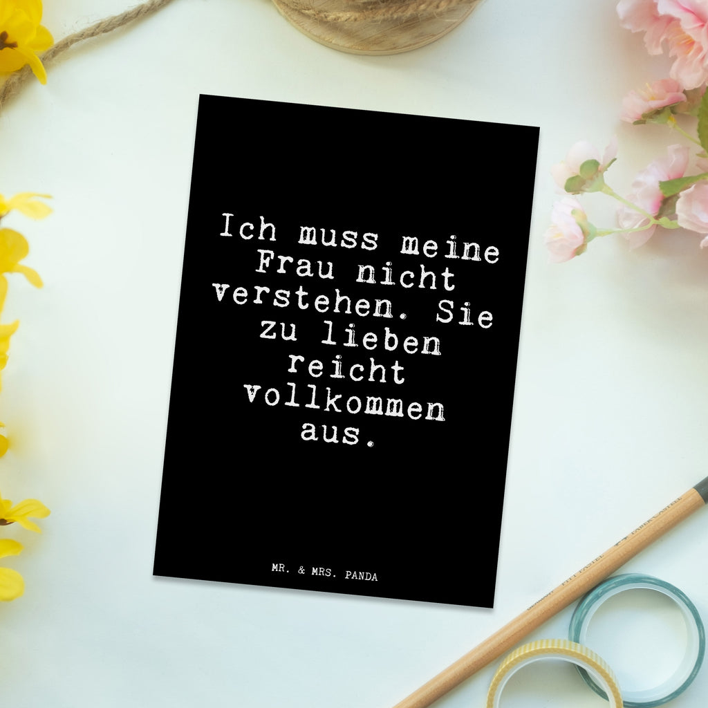Postkarte Fun Talk Ich muss meine Frau nicht verstehen. Sie zu lieben reicht vollkommen aus. Geschenkkarte, Grußkarte, Karte, Einladung, Ansichtskarte, Geburtstagskarte, Einladungskarte, Dankeskarte, Spruch, Sprüche, lustig, Weisheiten, Zitate, Glizer Spruch Sprüche Weisheiten Zitate Lustig Weisheit Worte
