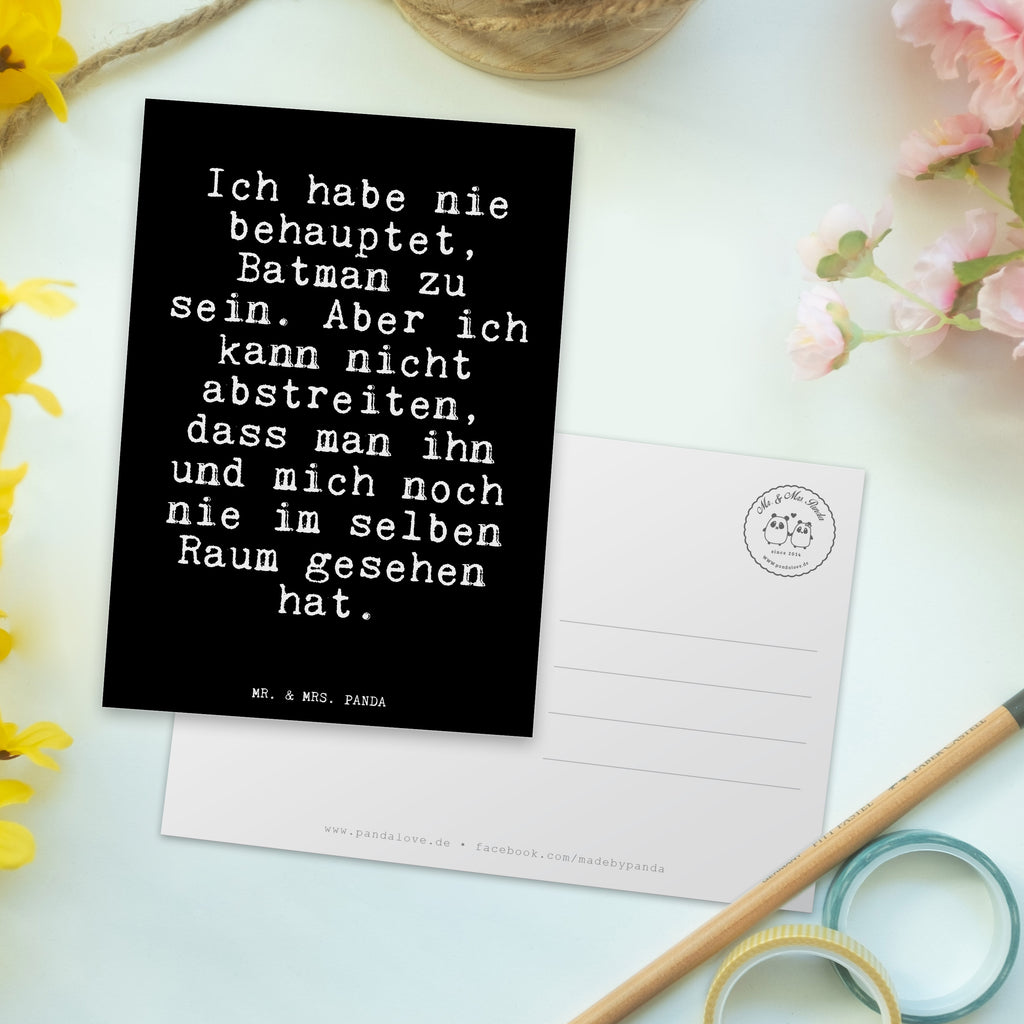 Postkarte Fun Talk Ich habe nie behauptet, Batman zu sein. Aber ich kann nicht abstreiten, dass man ihn und mich noch nie im selben Raum gesehen hat. Geschenkkarte, Grußkarte, Karte, Einladung, Ansichtskarte, Geburtstagskarte, Einladungskarte, Dankeskarte, Spruch, Sprüche, lustig, Weisheiten, Zitate, Glizer Spruch Sprüche Weisheiten Zitate Lustig Weisheit Worte