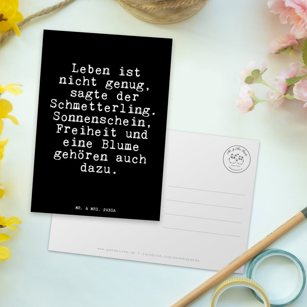 Postkarte Fun Talk Leben ist nicht genug, sagte der Schmetterling. Sonnenschein, Freiheit und eine Blume gehören auch dazu. Geschenkkarte, Grußkarte, Karte, Einladung, Ansichtskarte, Geburtstagskarte, Einladungskarte, Dankeskarte, Spruch, Sprüche, lustig, Weisheiten, Zitate, Glizer Spruch Sprüche Weisheiten Zitate Lustig Weisheit Worte