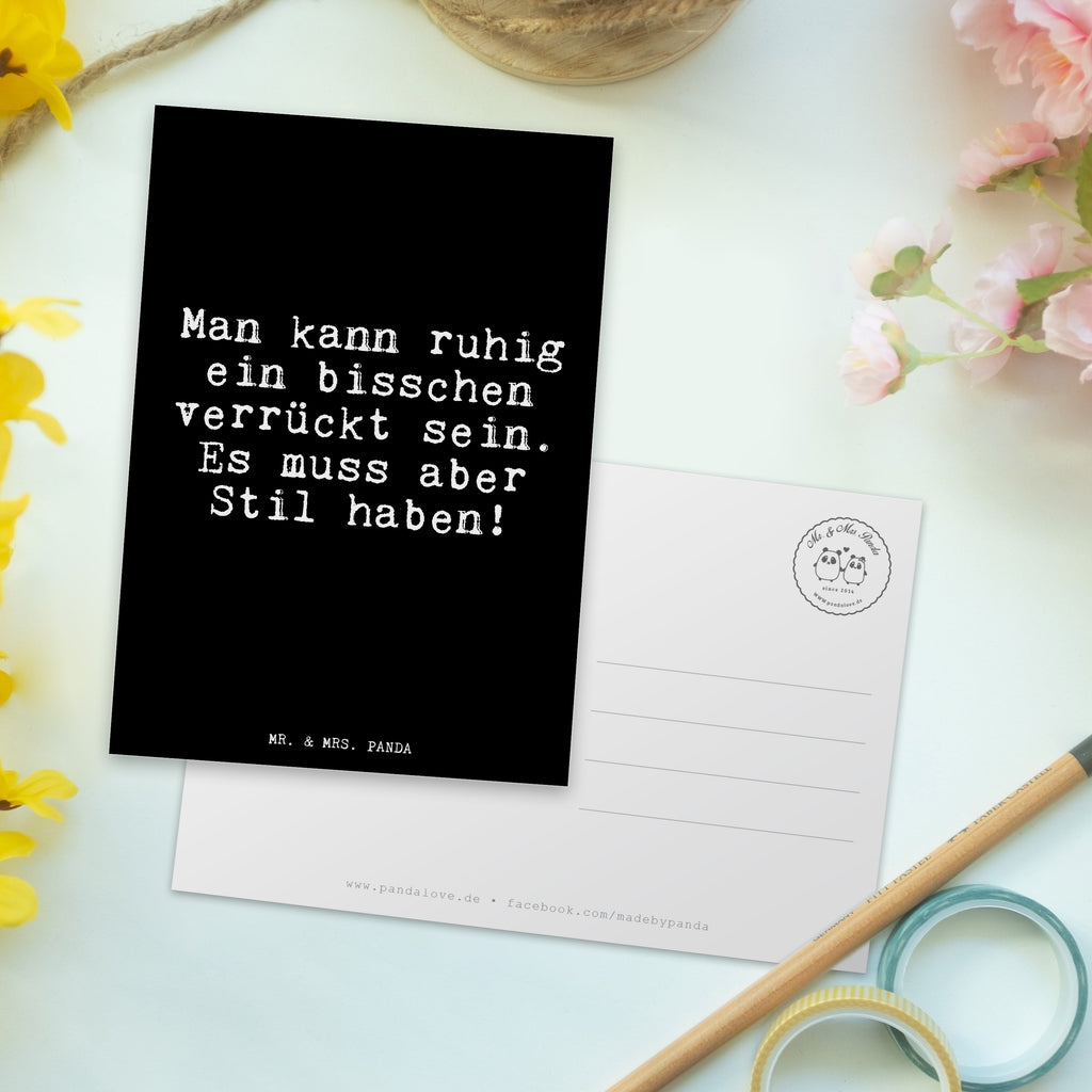 Postkarte Fun Talk Man kann ruhig ein bisschen verrückt sein. Es muss aber Stil haben! Geschenkkarte, Grußkarte, Karte, Einladung, Ansichtskarte, Geburtstagskarte, Einladungskarte, Spruch, Sprüche, lustig, Weisheiten, Zitate, Glizer Spruch Sprüche Weisheiten Zitate Lustig Weisheit Worte