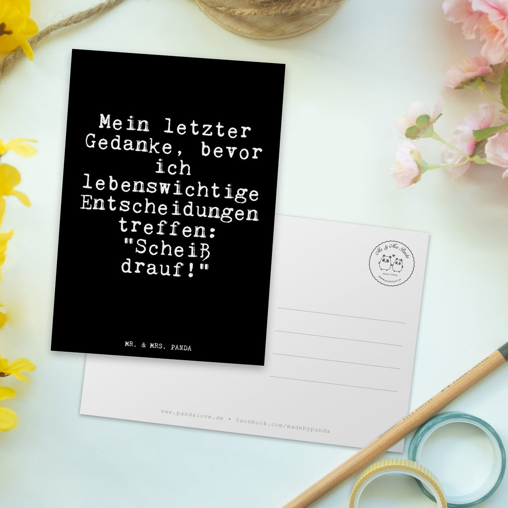 Postkarte Fun Talk Mein letzter Gedanke, bevor ich lebenswichtige Entscheidungen treffe: "Scheiß drauf!" Geschenkkarte, Grußkarte, Karte, Einladung, Ansichtskarte, Geburtstagskarte, Einladungskarte, Dankeskarte, Spruch, Sprüche, lustig, Weisheiten, Zitate, Glizer Spruch Sprüche Weisheiten Zitate Lustig Weisheit Worte