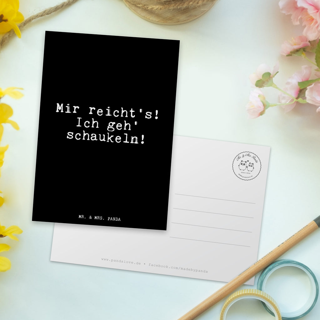 Postkarte Fun Talk Mir reicht's! Ich geh' schaukeln! Geschenkkarte, Grußkarte, Karte, Einladung, Ansichtskarte, Geburtstagskarte, Einladungskarte, Dankeskarte, Spruch, Sprüche, lustig, Weisheiten, Zitate, Glizer Spruch Sprüche Weisheiten Zitate Lustig Weisheit Worte