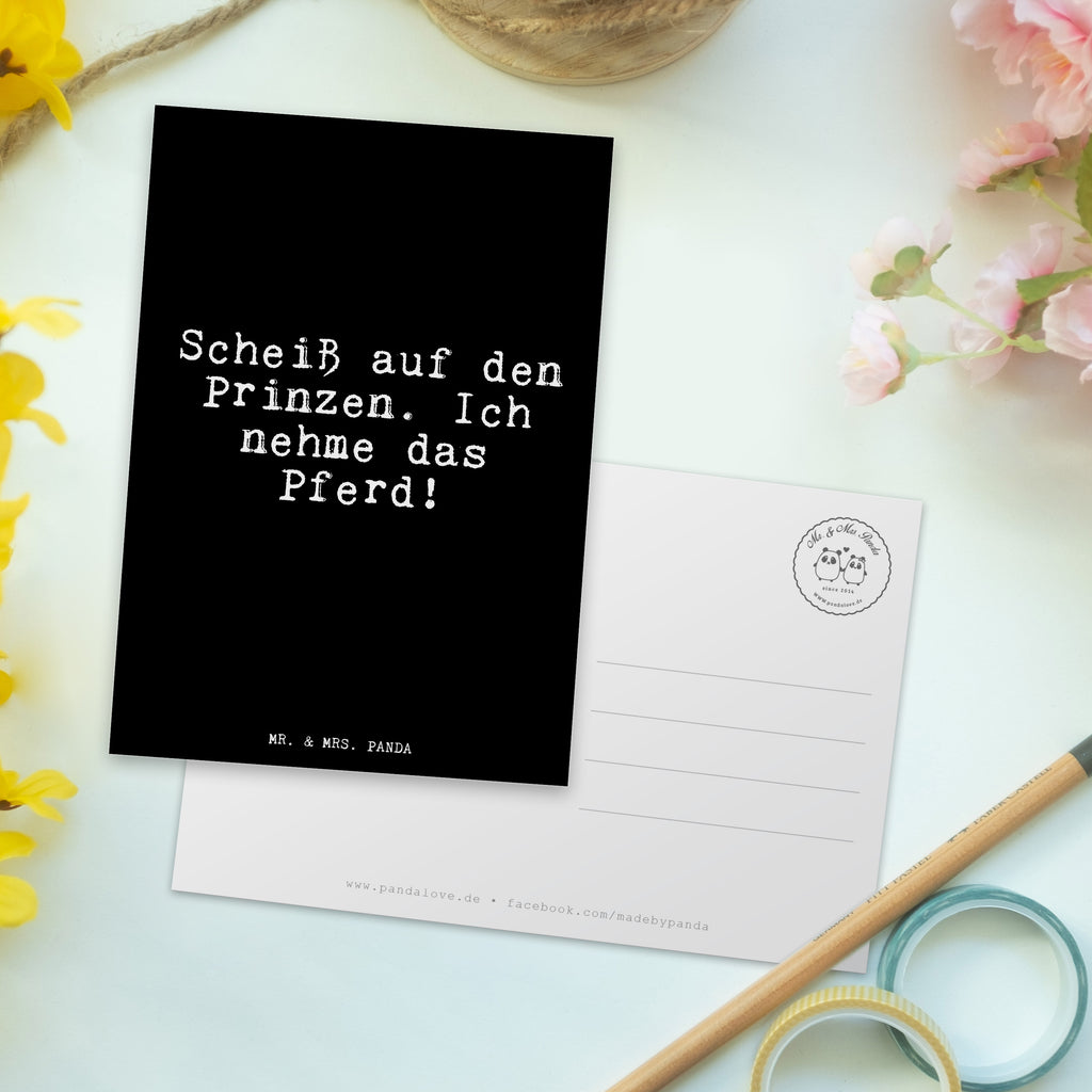 Postkarte Fun Talk Scheiß auf den Prinzen. Ich nehme das Pferd! Geschenkkarte, Grußkarte, Karte, Einladung, Ansichtskarte, Geburtstagskarte, Einladungskarte, Spruch, Sprüche, lustig, Weisheiten, Zitate, Glizer Spruch Sprüche Weisheiten Zitate Lustig Weisheit Worte