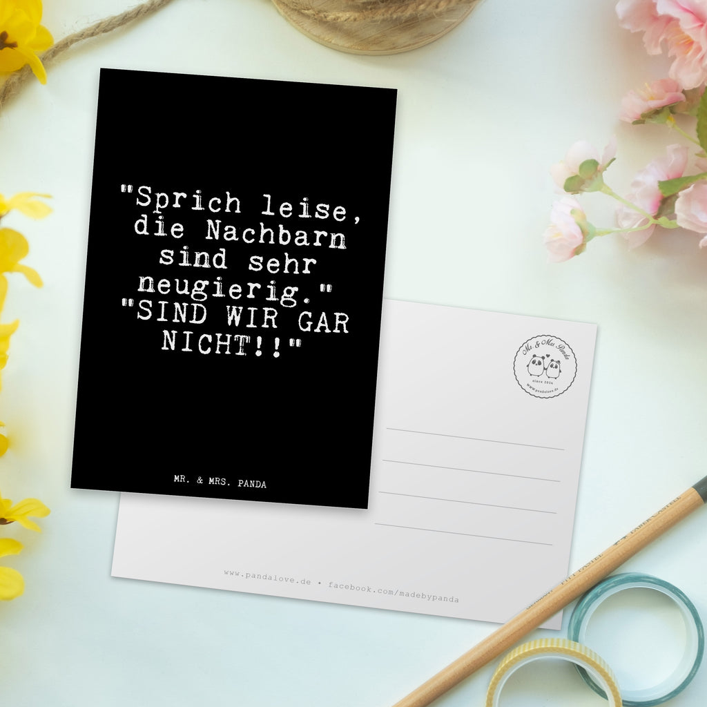 Postkarte Fun Talk "Sprich leise, die Nachbarn sind sehr neugierig."   "SIND WIR GAR NICHT!!" Geschenkkarte, Grußkarte, Karte, Einladung, Ansichtskarte, Geburtstagskarte, Einladungskarte, Dankeskarte, Spruch, Sprüche, lustig, Weisheiten, Zitate, Glizer Spruch Sprüche Weisheiten Zitate Lustig Weisheit Worte