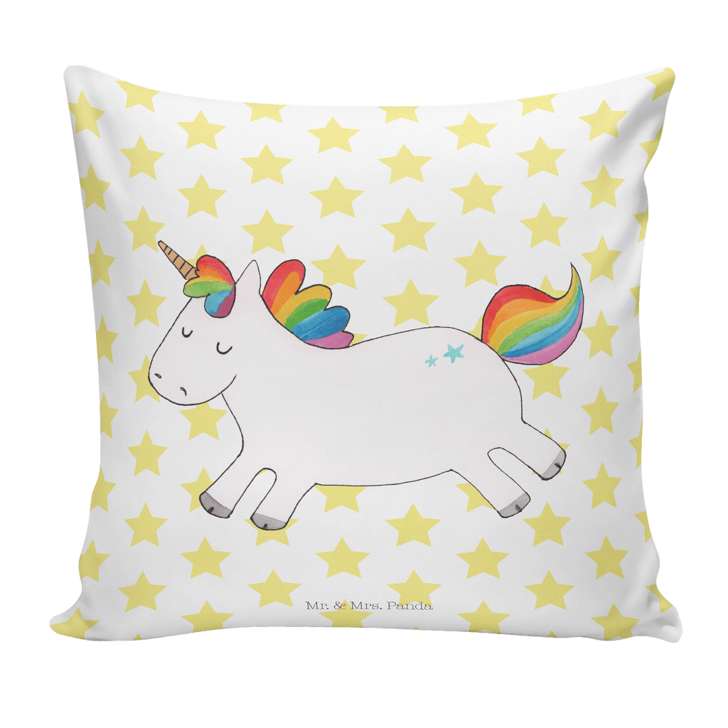 40x40 Kissen Einhorn Happy Kissenhülle, Kopfkissen, Sofakissen, Dekokissen, Motivkissen, Einhorn, Einhörner, Einhorn Deko, Pegasus, Unicorn, glücklich, fröhlich, Spaß, Freude, Lebensfreude, witzig, spannend, Lächeln, Lachen