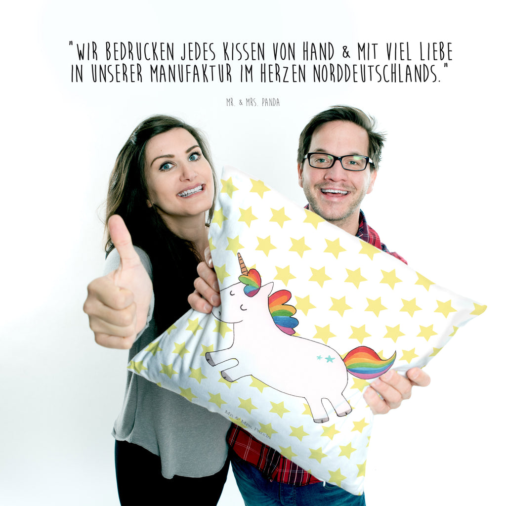 40x40 Kissen Einhorn Happy Kissenhülle, Kopfkissen, Sofakissen, Dekokissen, Motivkissen, Einhorn, Einhörner, Einhorn Deko, Pegasus, Unicorn, glücklich, fröhlich, Spaß, Freude, Lebensfreude, witzig, spannend, Lächeln, Lachen