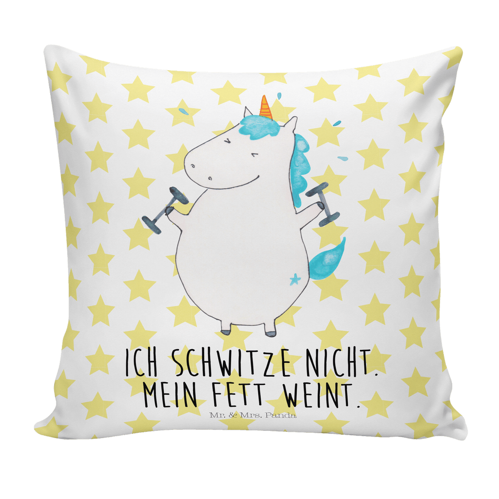 40x40 Kissen Einhorn Fitness Kissenhülle, Kopfkissen, Sofakissen, Dekokissen, Motivkissen, Einhorn, Einhörner, Einhorn Deko, Pegasus, Unicorn, Gym, Fitness, Fitnessstudio, Diät, Abnehmen, Sport, Pumpen, Geräte, Sixpack