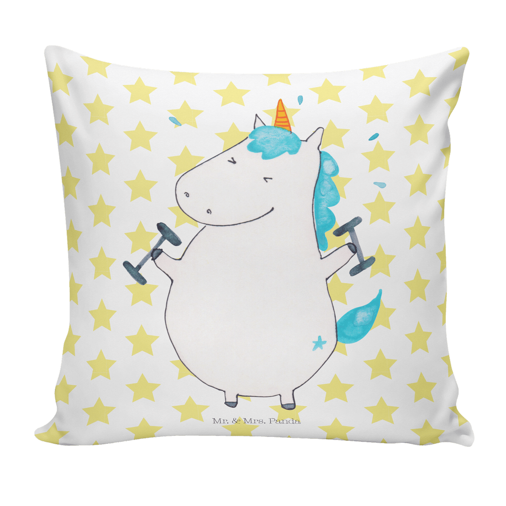 40x40 Kissen Einhorn Fitness Kissenhülle, Kopfkissen, Sofakissen, Dekokissen, Motivkissen, Einhorn, Einhörner, Einhorn Deko, Pegasus, Unicorn, Gym, Fitness, Fitnessstudio, Diät, Abnehmen, Sport, Pumpen, Geräte, Sixpack